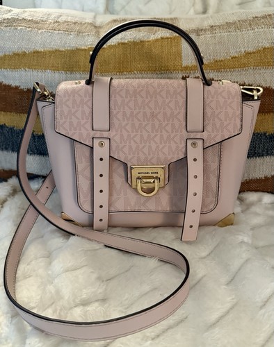 Cartera escolar Michael Kors Manhattan con asa superior mediana color polvo oscuro rubor rosa - Imagen 1 de 10