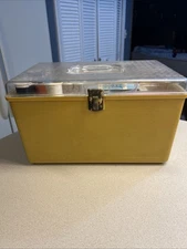 Vintage Wilson Wil Hold Sewing Box + 2 Clear Trays Supplies Notions Incl Yellow