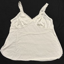 Cabernet White Lace Trim Cami Top Size 38 Nylon Sleeveless Tank A30