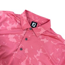 FootJoy Mens Pink Camo Golf Polo Shirt Large Short Sleeve Performance FJ Logo