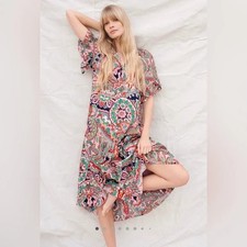 By Anthropologie Maeve Boho Antoinette Maxi Dress - Pink Combo - Size Medium