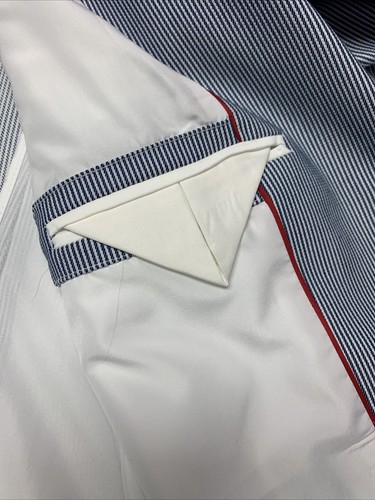 TOMMY HILFIGER Women's Size 12 Blue and White Striped 2 Button Blazer - Picture 7 of 15