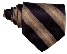 Calvin Klein 100 SILK Men's Designer Navy Gray Stripe Tie 58" x 3.75"