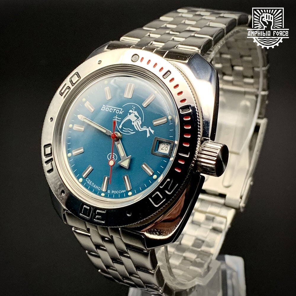 Vostok Amphibia 710059 Blue Scuba Dude Brand New Sent from
