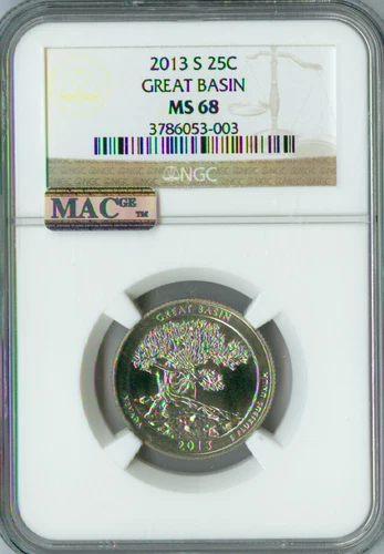 2013 S GREAT BASIN QUARTER NGC MS68 PQ MAC FINEST GRADE SPOTLESS . 