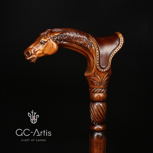 Horse Wooden Walking Cane classic accessory for men women ORIGINAL GC-Artis - Picture 6 of 16