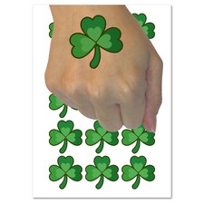 Three Leaf Clover Shamrock Temporary Tattoo Water Resistant Fake Body Art Set