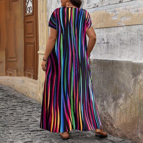 Plus Size 20-28 Women Floral Maxi Shirt Dress Summer V Neck Baggy Kaftan Dresses - Picture 14 of 26