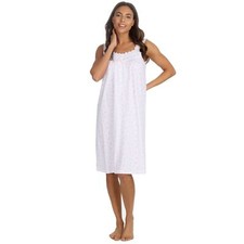 Ladies 100% Cotton Floral Nightie Womens Nightdress White Size 10-32