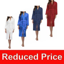 Womens Bathrobe Cotton Terry Ladies Spa Robe Shawl Collar Soft Warm Plush