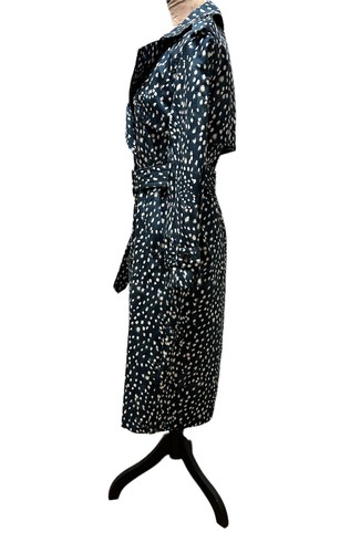 NWT Ann Taylor Blue Teal Spotted Modern Trench Coat XS Women - Picture 4 of 11