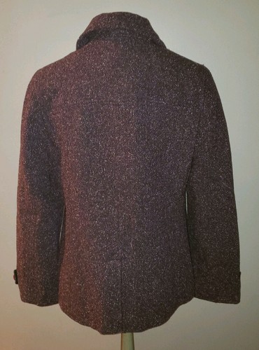 NWT LL BEAN HARVEST WOOL BLEND TWEED LADIES PLUM BERRY DRESS PEA COAT S RET $159 - Picture 5 of 11