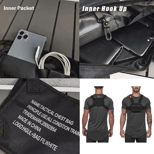 Borse vita Rig Petto Streetwear Gilet Hip Hop Imbracatura Tattica Borse Torace Borsa - Foto 9 di 19