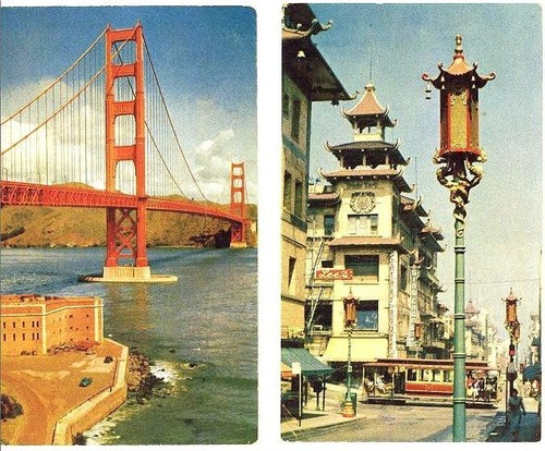 CA - SAN FRANCISCO Golden Gate Bridge & Chinatown - Circa 1950's - 第 1/1 張圖片