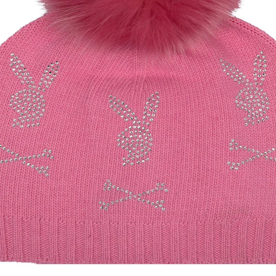 PHILIPP PLEIN x 花花公子羊毛羊绒无檐帽带水晶和毛皮粉色 — 第 4/4 张图片