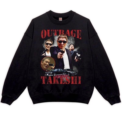 Takeshi Kitano '' Outrage '' Sweat Shirt Size XL Black Brother Hanabi Japan New