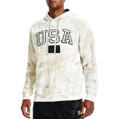 Under Armour Project Rock Veterans Day Camo Men Hoodie USA Flag Sz L 1370971-100