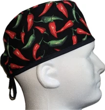 Peppers Red Green Scrub Hat Chemo Cap