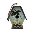 BIRDHOUSE Wooden Ornament Miniature Garden 4"  x 2" Floral