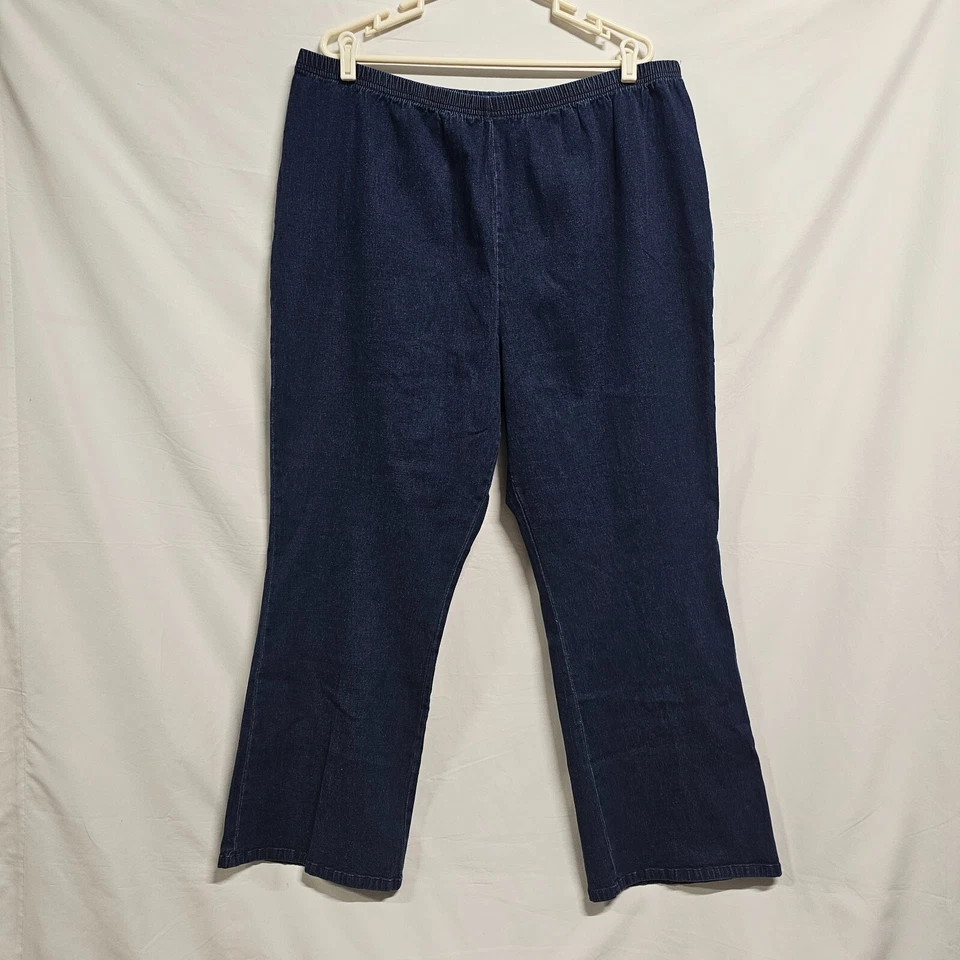 Mainstreet Blue Women Ankle Pants Size J6 Blue Denim Cotton Pull On Bootcut - Image 2 of 4