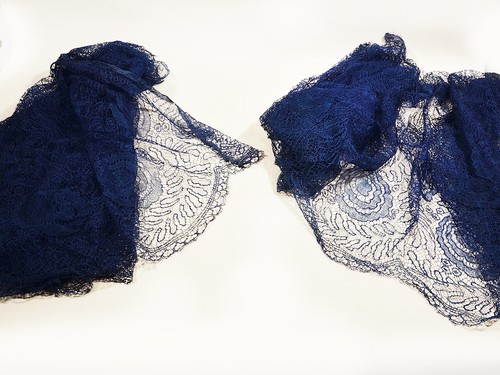 Autentico elettrico (scioccante) blu francese ca. 1930 tessuto in pizzo. - Foto 5 di 10