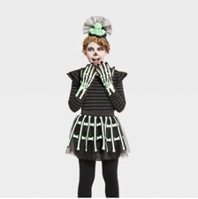 Halloween Skeleton Costume Girls Size M 8-10 Kids