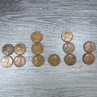 1945 1946 1947 1948 1949 Lincoln Wheat Pennies Lot of 13 Cent Coins Circ Used