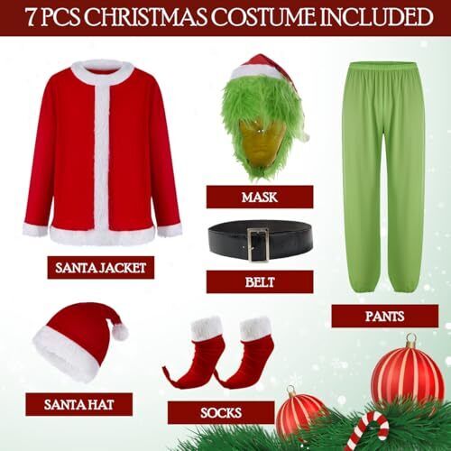 Adrinfly Christmas Big Monster Santa Suit for Adult Green Deluxe Santa X-Large - Picture 5 of 8