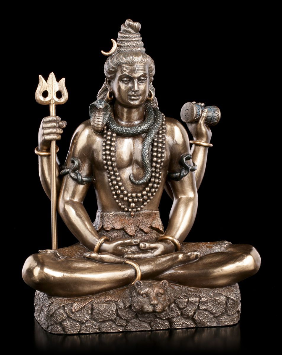 Hindu God Shiva Figurine - Sitting Bronzed - Veronese Statue Buddha