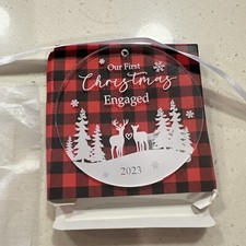 Our First Christmas Engaged Ornament 2023, Engagement Gifts for Couples Newly