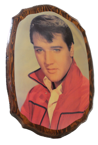 22x15 VTG Oval Lacquered Wood Young Elvis Presley Plaque Portrait - Picture 3 of 9