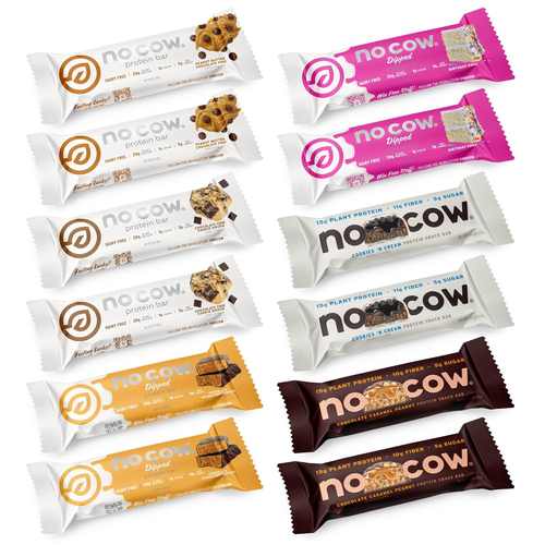 No Cow Protein Bars, Brand Sampler Pack - Healthy Snacks, 20G Vegan Protein, Hig