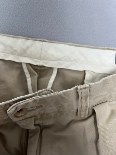 Polo Ralph Lauren Classic Pleated Fit Brown/Beige Trousers Chino Men's W36 L32 - Picture 11 of 15