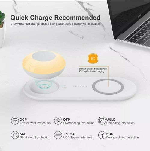 QI Wireless Charger With Dimmable Magnetic Portable Light 600mAh Rechargeable - Picture 3 of 9