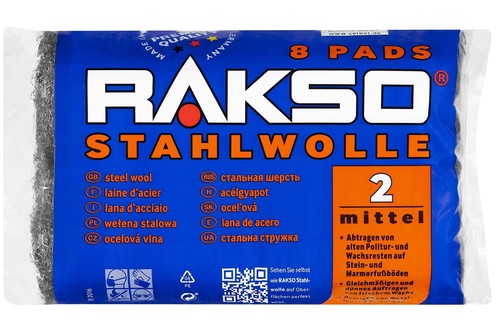 RAKSO Stahlwolle 0000, 000, 00, 0, 1, 2, 3, 4, 5 extrafein, mittel, grob 8 Pads - Bild 6 von 86