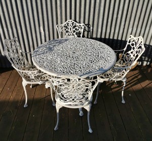 Large Cast Aluminium Garden Table & 4 Chairs | eBay
