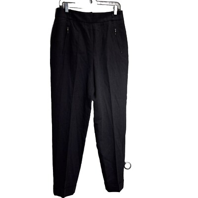 Classy Wool Blend Black Pants Dana B & Karen Womens 12 Cuffs Front Zip Pockets