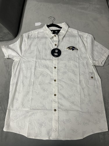 New Darius Rucker Sz M Ravens Short Sleeve Button Up Shirt Embroidered Logo
