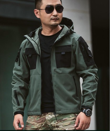 Waterproof Mens Tactical Jacket Army Outdoor Coat Windproof Fleece Casual Hooded - Picture 14 of 42