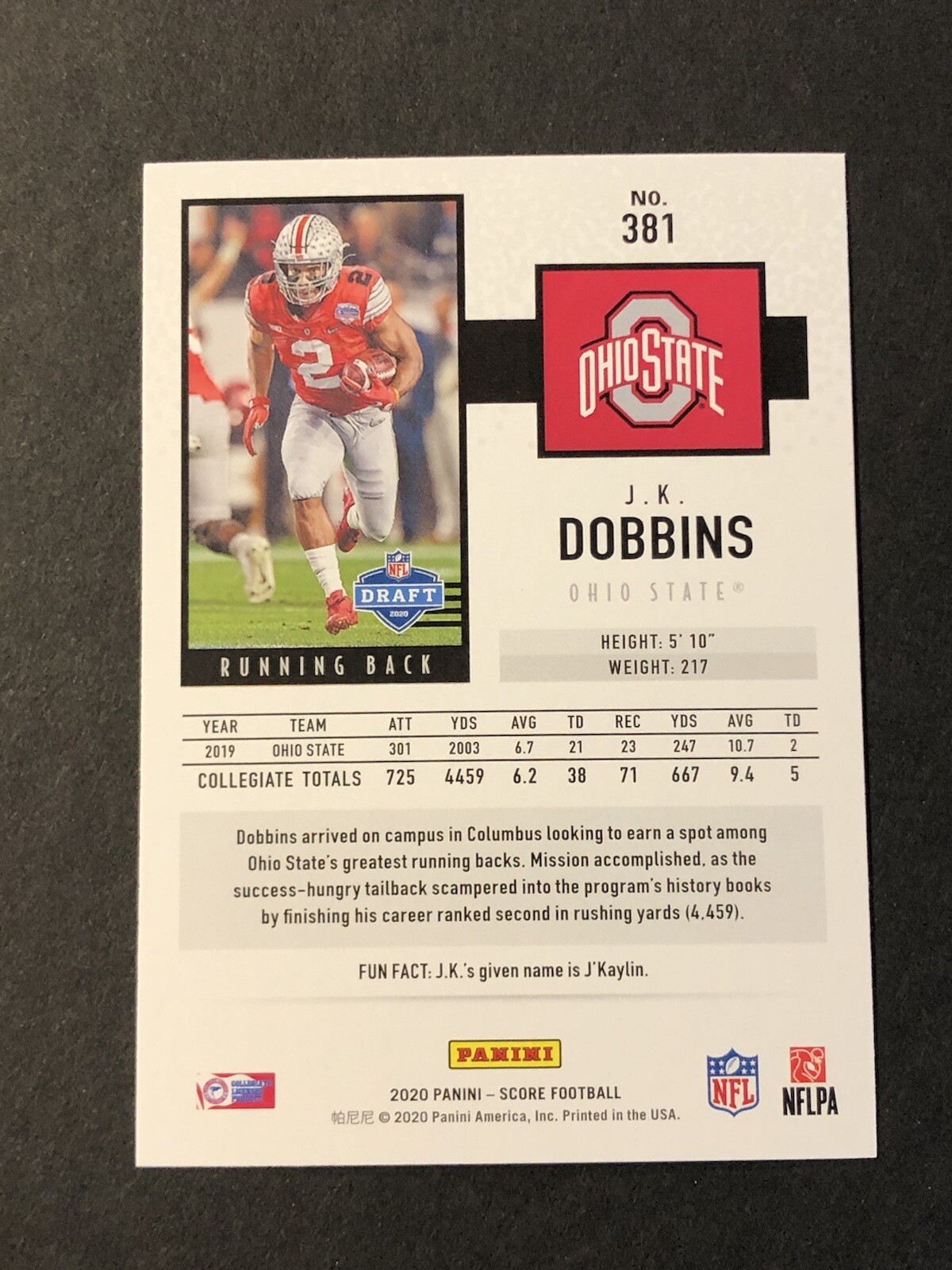 2020 JK Dobbins Score Rookie Card 381 eBay