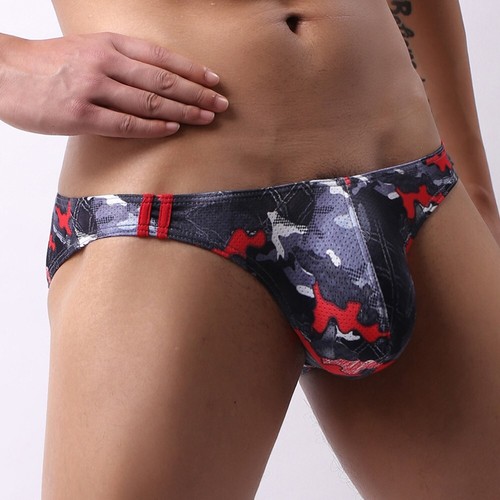 Herren Sexy Low Rise Slip Bikini Bedruckt Unterwäsche U Konvex Beutel Unterhose - Bild 22 von 42