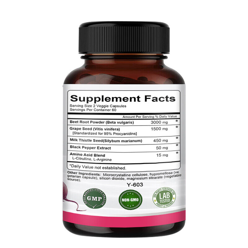 Organic Beet Root Powder Capsule 3000mg per serving Aids in Healthy Circulation Organic Beet Root Powder Capsule 3000mg per serving Aids in Healthy Circulation