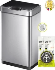 50L/13.2 Gallon Touchless Motion Sensor Trash Can Brushed Stainless Steel Finish