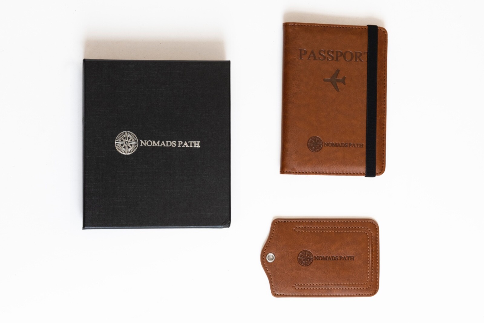 Leather Passport Holder and Luggage Tag Travel Set  -image