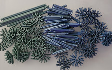 100 Knex Metallic Blue & Green Assorted Rods & Connecters