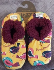 Lazy One Yellow Tweet Dreams Bird Fuzzy Feet Slippers Size S/M