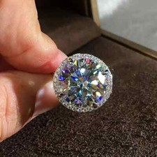 2.50Ct Round Cut Lab-Created Diamond Halo Engagement Ring 14K White Gold Plated