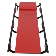 40" 250lbs Red Rolling Garage Shop Creeper With Padded Mechanic Cart Headable