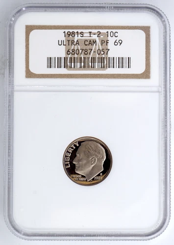 1981-S TYPE 2 T-2 PROOF ROOSEVELT DIME NGC PF69 ULTRA CAMEO 787057