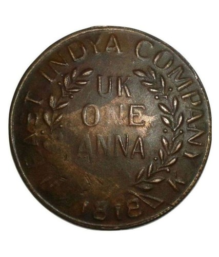 INDIA LORD BUDDHA 1818 E.I.Co. ONE ANNA COIN - Picture 2 of 2